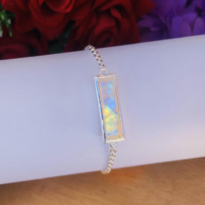 Rainbow Moonstone Bracelet ~ Dainty Sterling Silver Bracelet ~ ~ B - 0002 - BeadsBoatInc