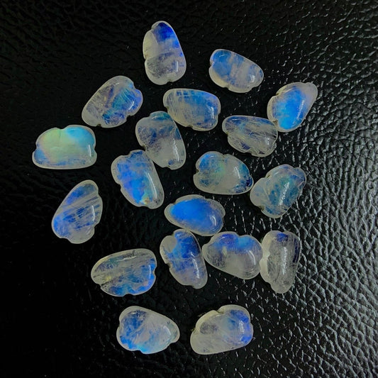 Rainbow Moonstone Clouds • Hand Curved Natural Stones • Natural White Rainbow Gem • Fancy Beads • High quality and Smooth Flashy Stones - BeadsBoatInc