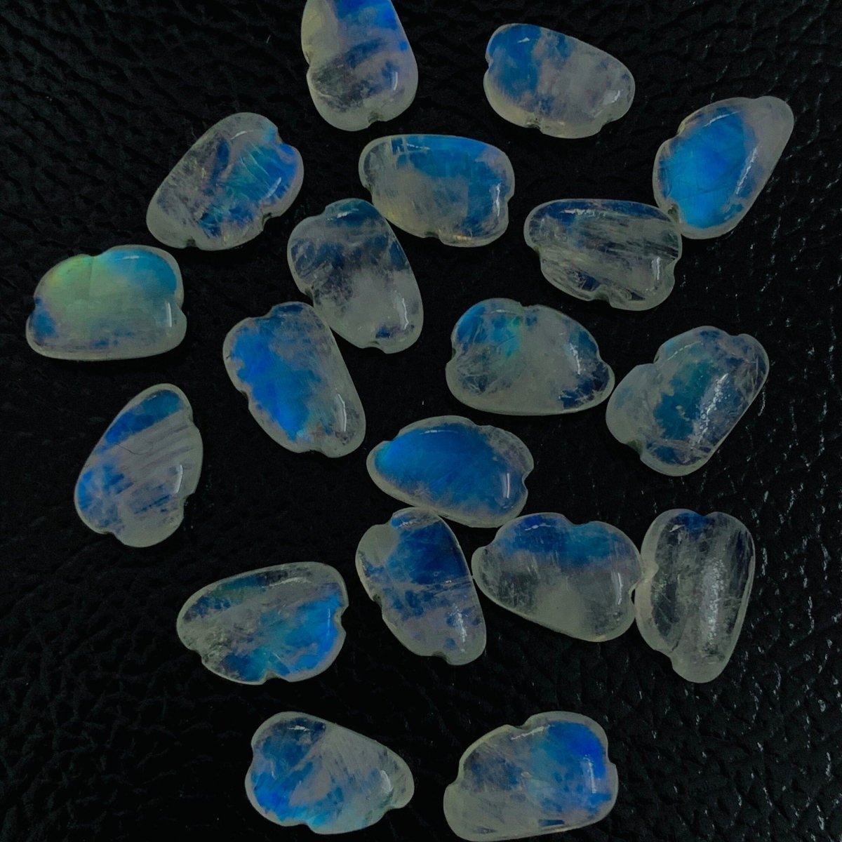 Rainbow Moonstone Clouds • Hand Curved Natural Stones • Natural White Rainbow Gem • Fancy Beads • High quality and Smooth Flashy Stones - BeadsBoatInc
