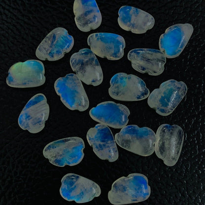 Rainbow Moonstone Clouds • Hand Curved Natural Stones • Natural White Rainbow Gem • Fancy Beads • High quality and Smooth Flashy Stones - BeadsBoatInc