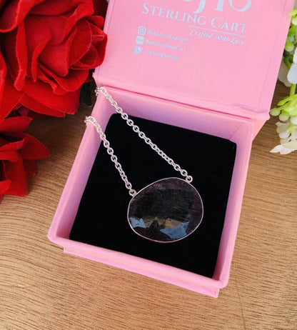 Rosecut Black Rutile Necklace – Vermeil Gold Jewelry - BeadsBoatInc