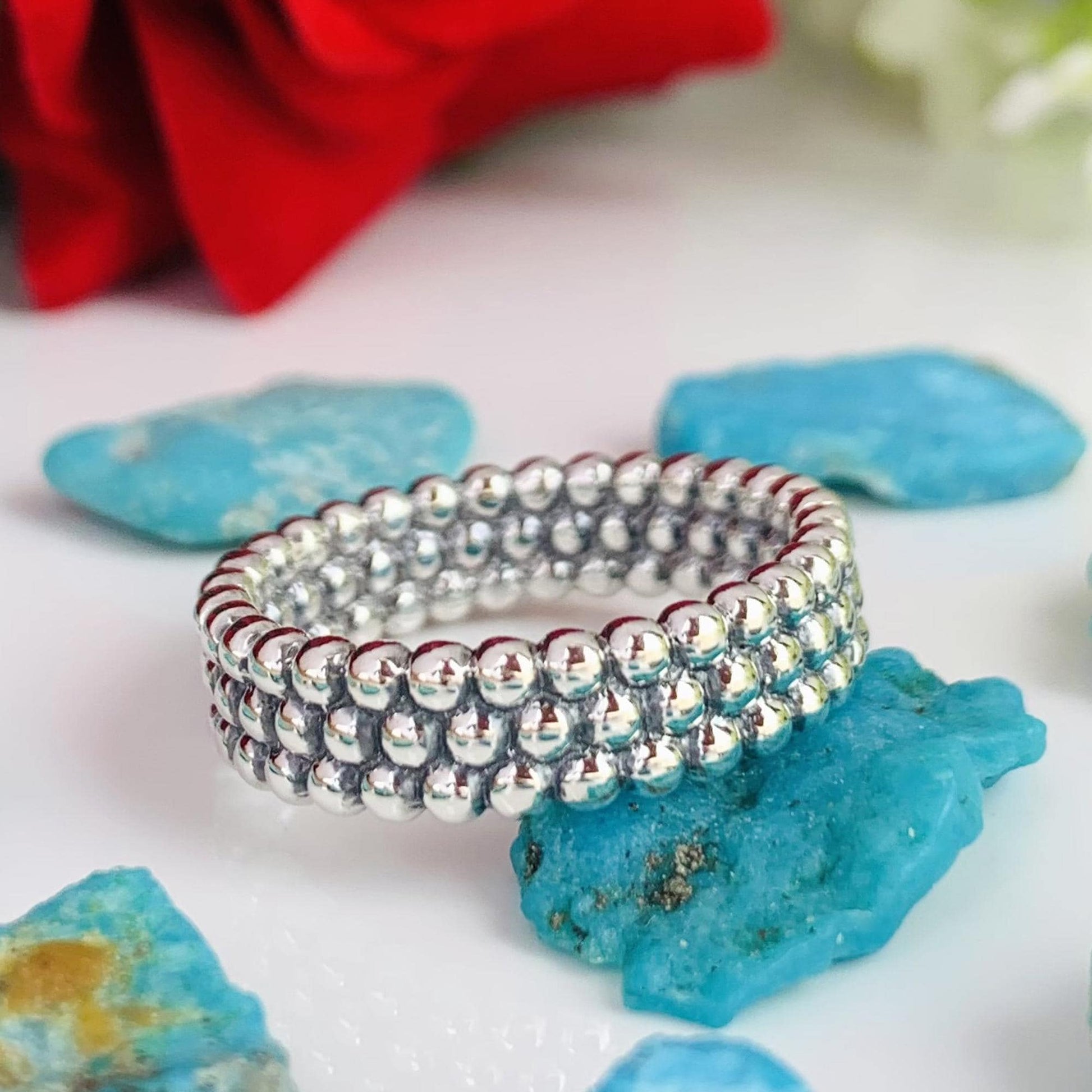 Silver Balls Stackable Ring – Dainty Sterling Silver Band, Minimalist Ring for Women - BeadsBoatInc