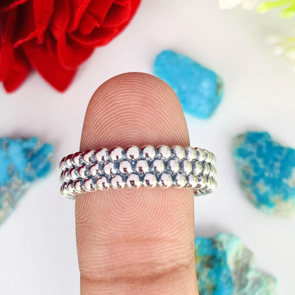 Silver Balls Stackable Ring – Dainty Sterling Silver Band, Minimalist Ring for Women - BeadsBoatInc