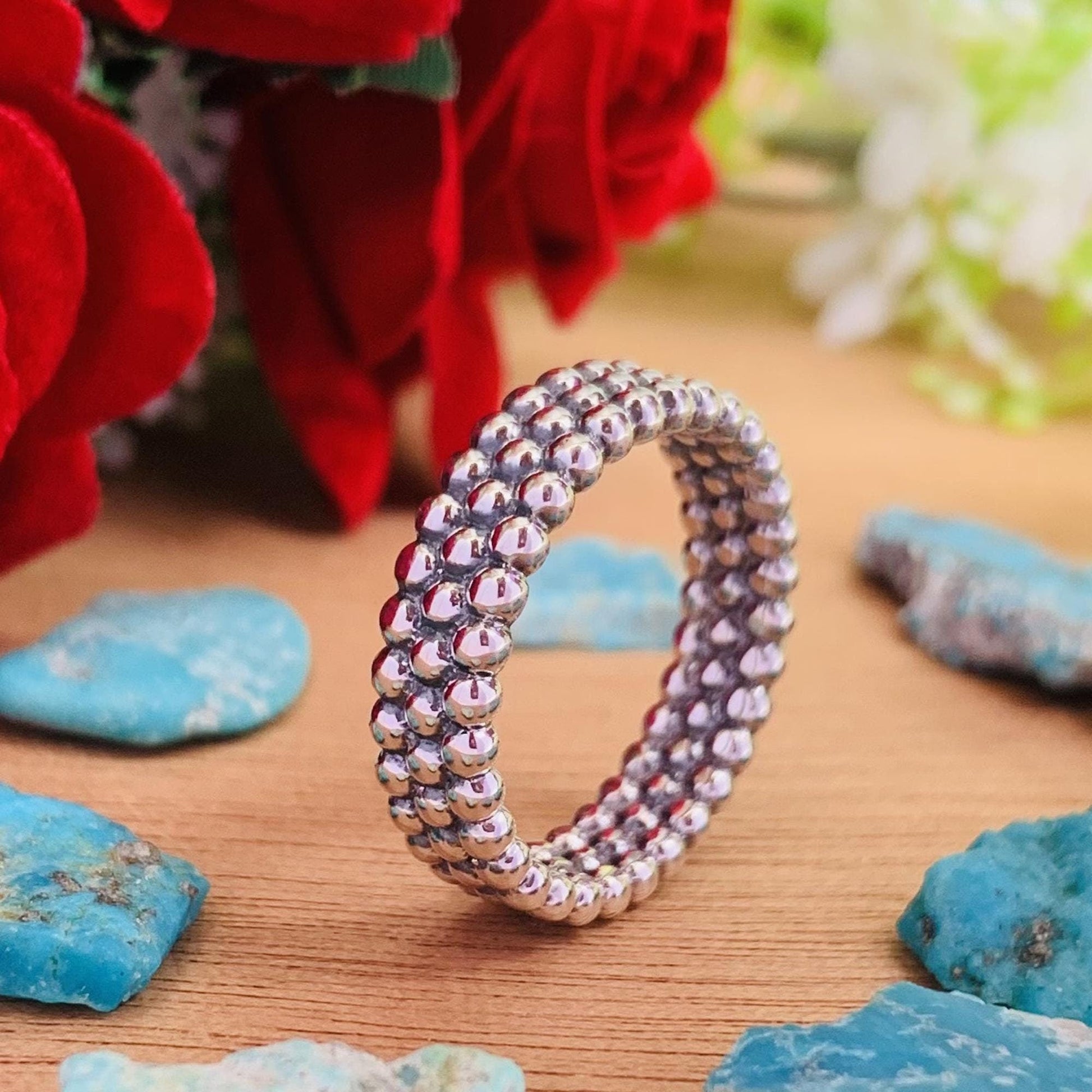 Silver Balls Stackable Ring – Dainty Sterling Silver Band, Minimalist Ring for Women - BeadsBoatInc