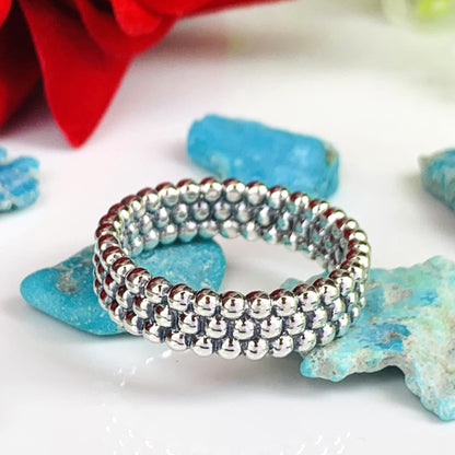 Silver Balls Stackable Ring – Dainty Sterling Silver Band, Minimalist Ring for Women - BeadsBoatInc