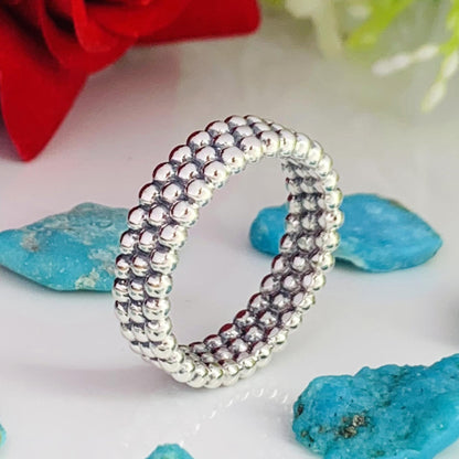 Silver Balls Stackable Ring – Dainty Sterling Silver Band, Minimalist Ring for Women - BeadsBoatInc