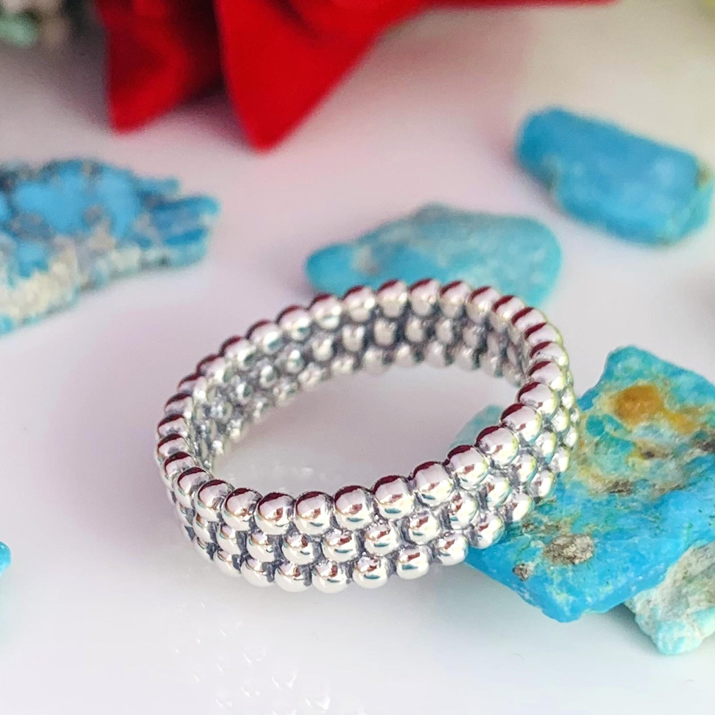 Silver Balls Stackable Ring – Dainty Sterling Silver Band, Minimalist Ring for Women - BeadsBoatInc