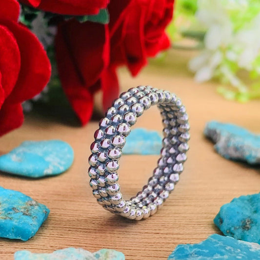Silver Balls Stackable Ring – Dainty Sterling Silver Band, Minimalist Ring for Women - BeadsBoatInc