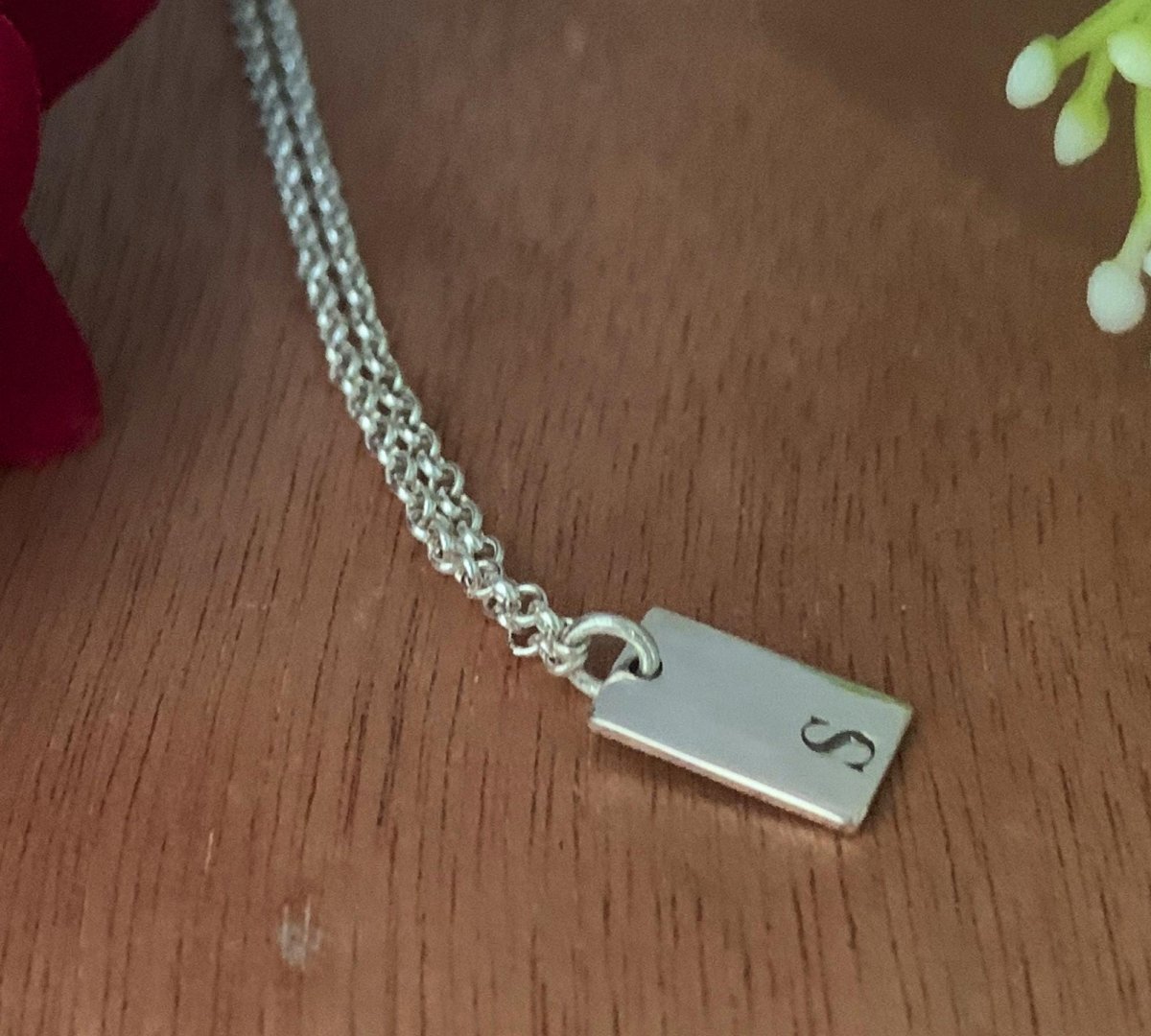 Silver Gold Initial Box Chain Necklace - Mini Monogram Personalized Engraved - BeadsBoatInc