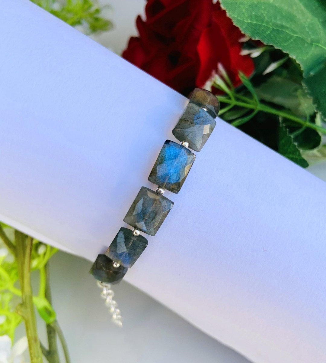 Silver Labradorite Bracelet ~ Adjustable and comfortable ~ Gift For Her ~ Birthstone Bracelet ~ Ever day Bracelet ~ B - 0003 - BeadsBoatInc