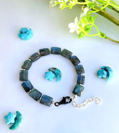 Silver Labradorite Bracelet ~ Adjustable and comfortable ~ Gift For Her ~ Birthstone Bracelet ~ Ever day Bracelet ~ B - 0003 - BeadsBoatInc