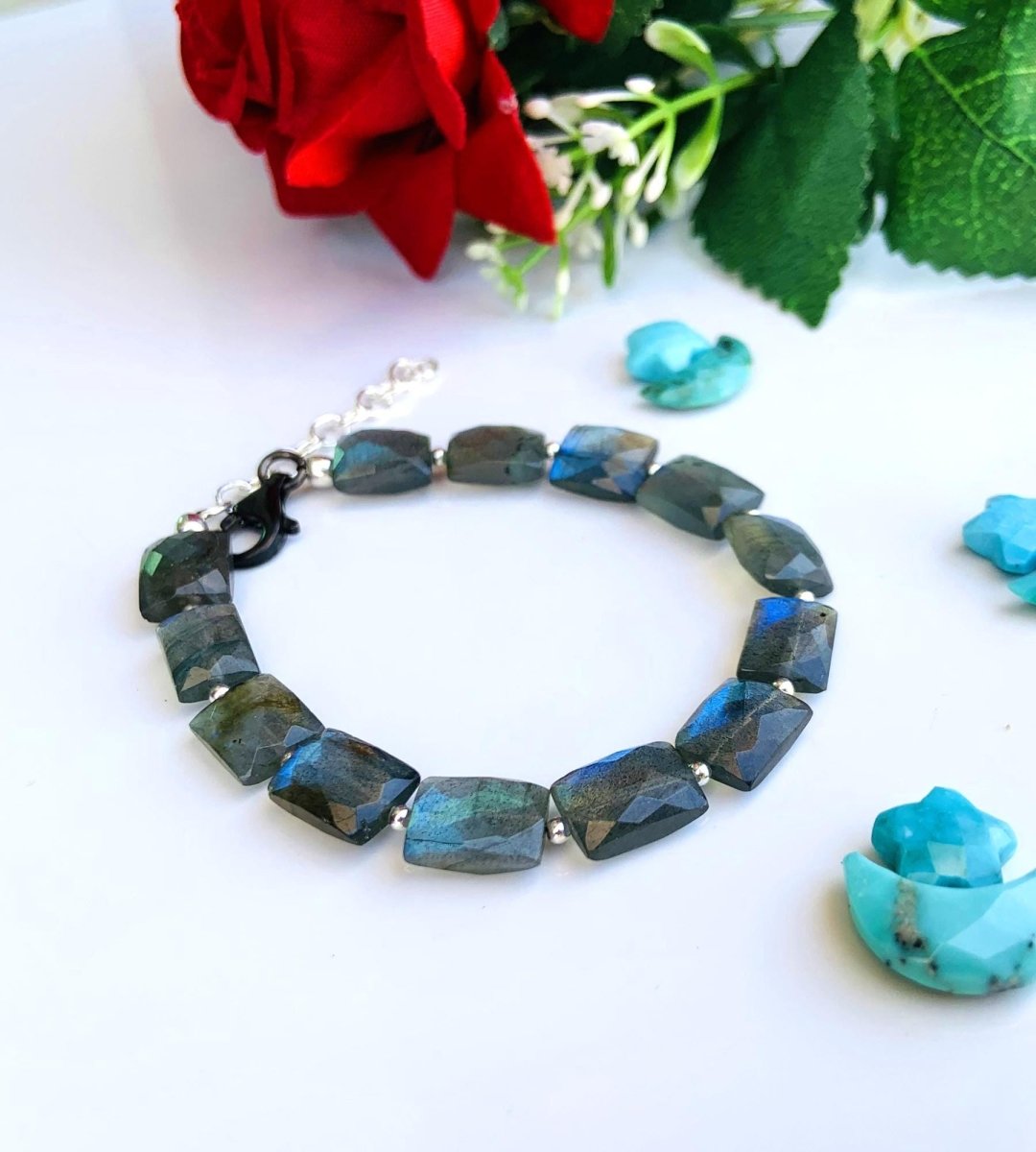 Silver Labradorite Bracelet ~ Adjustable and comfortable ~ Gift For Her ~ Birthstone Bracelet ~ Ever day Bracelet ~ B - 0003 - BeadsBoatInc