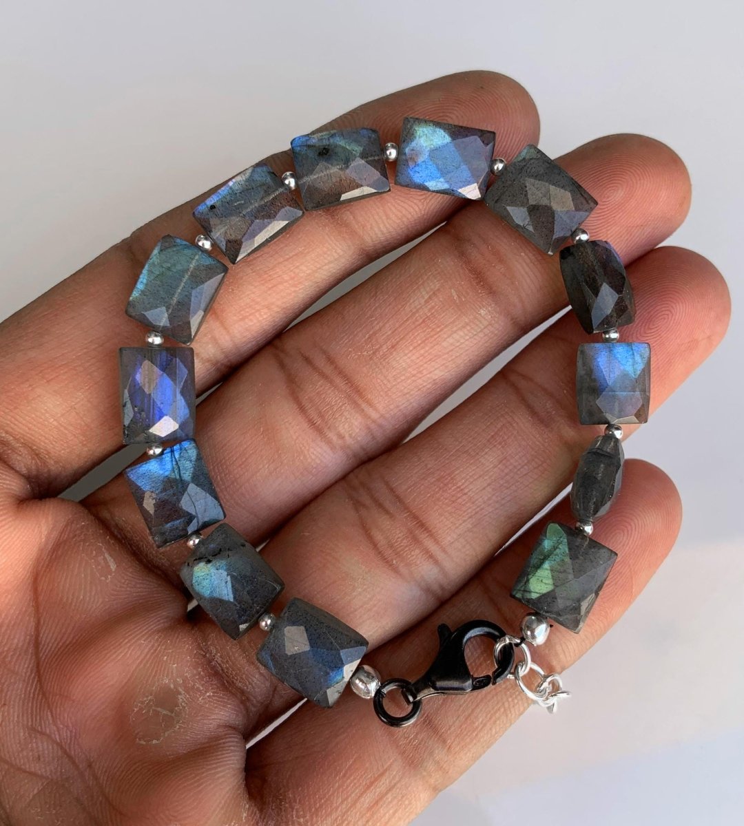 Silver Labradorite Bracelet ~ Adjustable and comfortable ~ Gift For Her ~ Birthstone Bracelet ~ Ever day Bracelet ~ B - 0003 - BeadsBoatInc