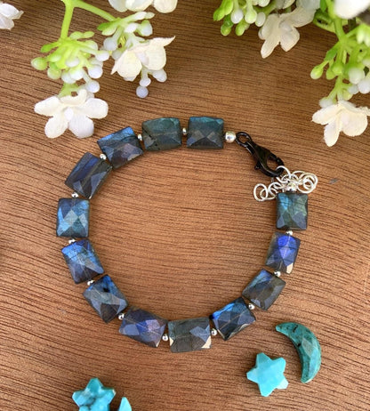 Silver Labradorite Bracelet ~ Adjustable and comfortable ~ Gift For Her ~ Birthstone Bracelet ~ Ever day Bracelet ~ B - 0003 - BeadsBoatInc