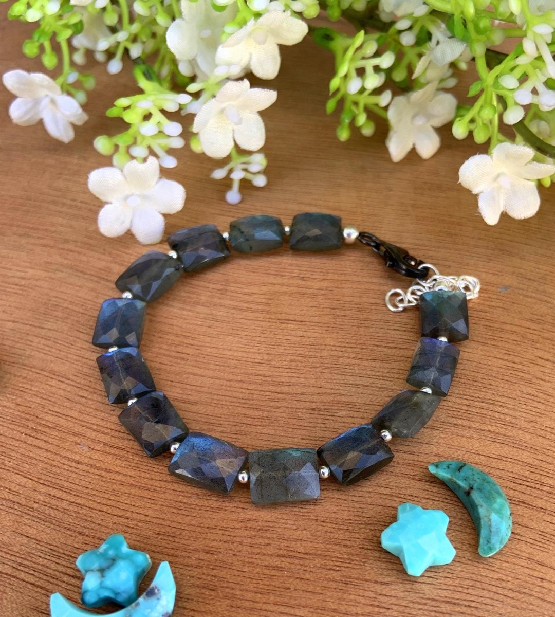 Silver Labradorite Bracelet ~ Adjustable and comfortable ~ Gift For Her ~ Birthstone Bracelet ~ Ever day Bracelet ~ B - 0003 - BeadsBoatInc