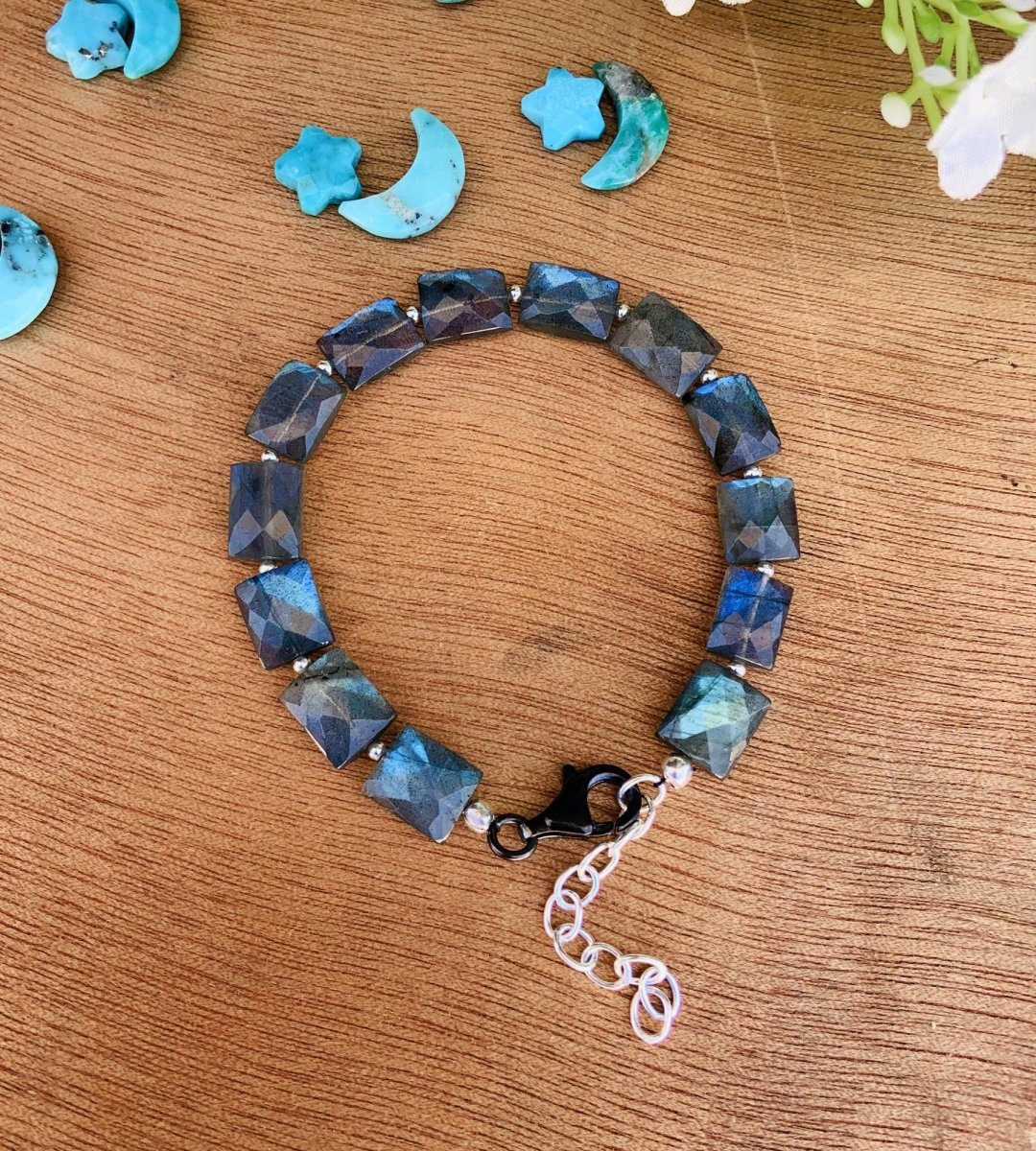 Silver Labradorite Bracelet ~ Adjustable and comfortable ~ Gift For Her ~ Birthstone Bracelet ~ Ever day Bracelet ~ B - 0003 - BeadsBoatInc