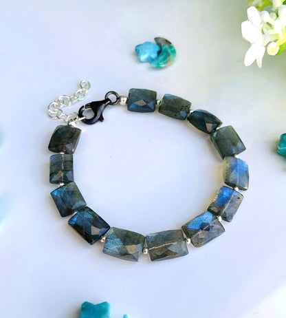 Silver Labradorite Bracelet ~ Adjustable and comfortable ~ Gift For Her ~ Birthstone Bracelet ~ Ever day Bracelet ~ B - 0003 - BeadsBoatInc