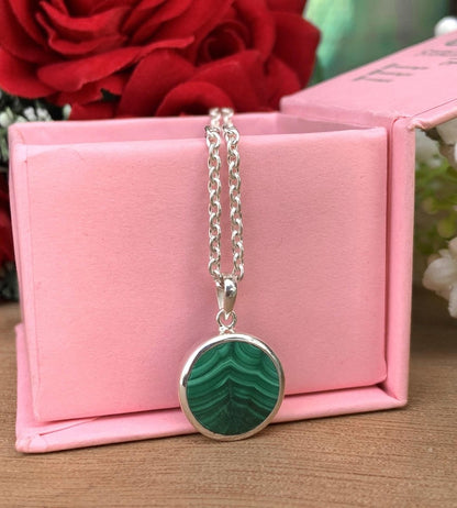 Silver Malachite Necklace – Dainty Green Pendant - BeadsBoatInc