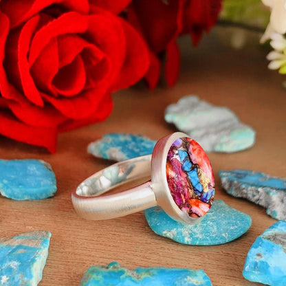 Solitaire Turquoise Ring ~ 925 Silver Rig ~ Matte Finish Handmade jewelry ~ - BeadsBoatInc