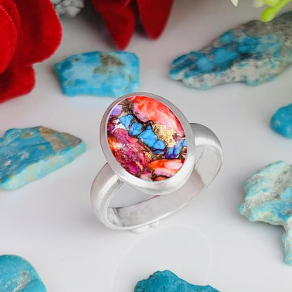 Solitaire Turquoise Ring ~ 925 Silver Rig ~ Matte Finish Handmade jewelry ~ - BeadsBoatInc