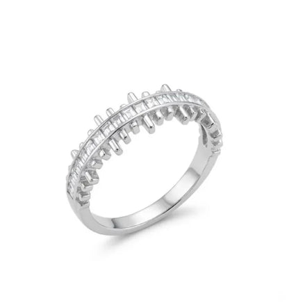 Sterling Silver Baguette CZ Eternity Ring, Channel Set Wedding Band - BeadsBoatInc