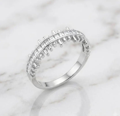 Sterling Silver Baguette CZ Eternity Ring, Channel Set Wedding Band - BeadsBoatInc
