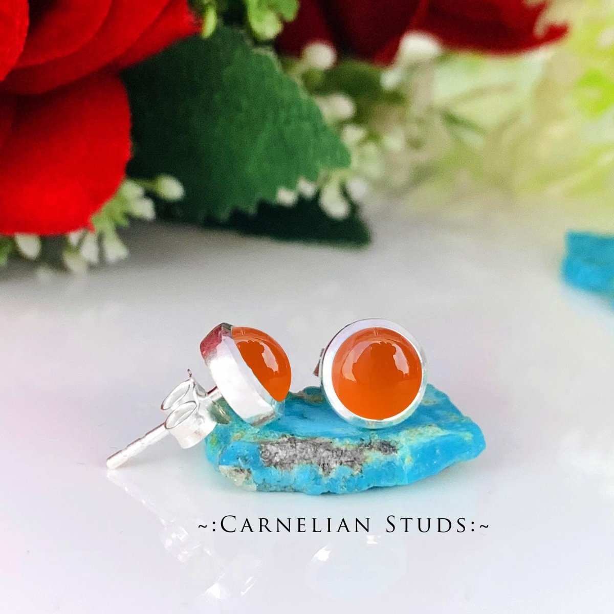 Sterling Silver Round Green Chrysoprase Stud Earrings - BeadsBoatInc
