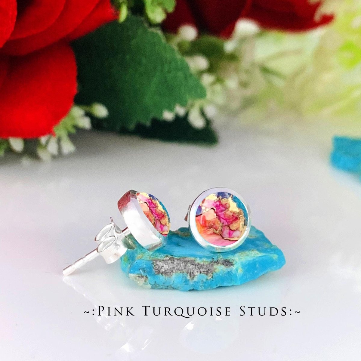 Sterling Silver Round Green Chrysoprase Stud Earrings - BeadsBoatInc