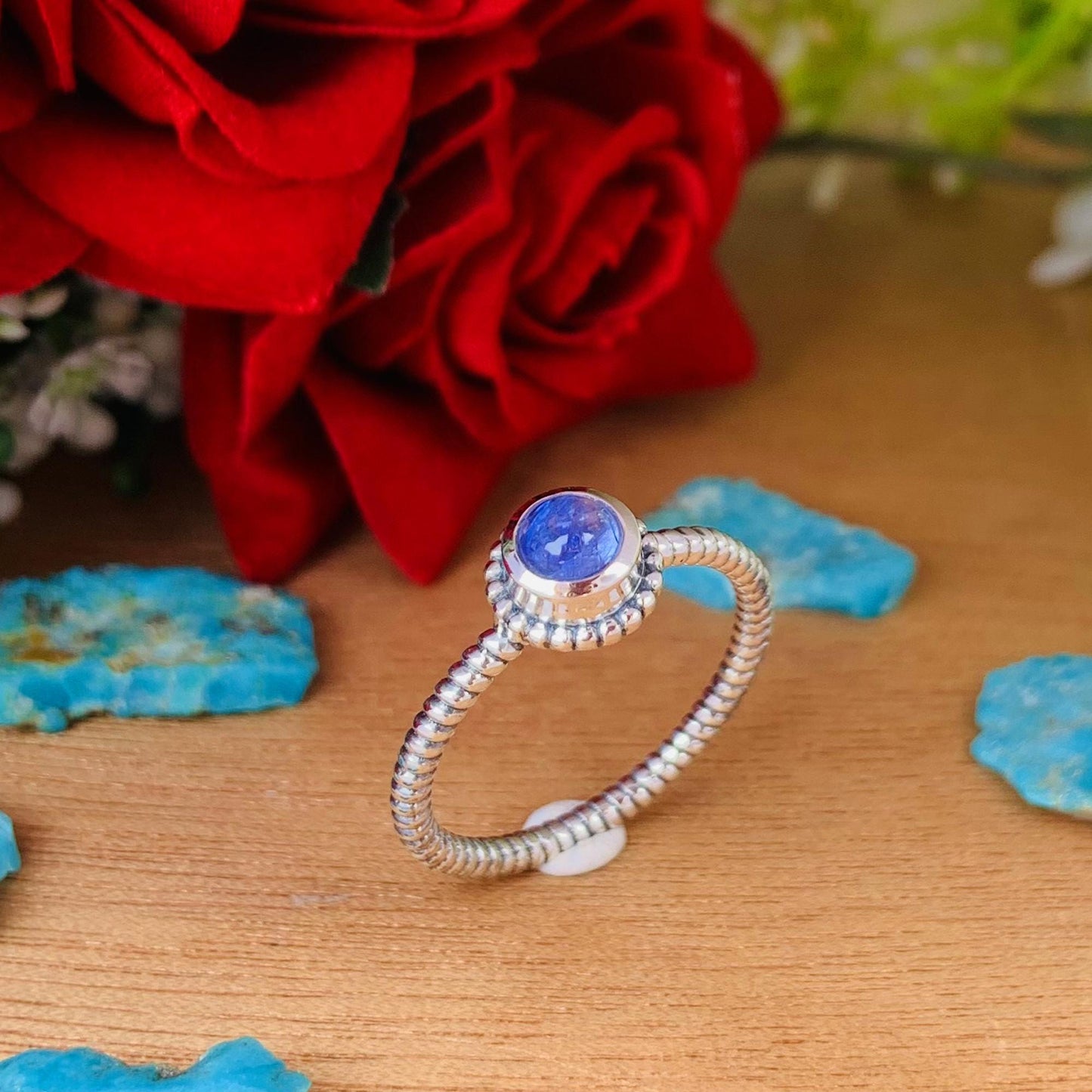 Tanzanite Stacking Ring in Sterling Silver - December Birthstone Gift - BeadsBoatInc