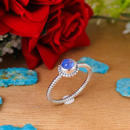 Tanzanite Stacking Ring in Sterling Silver - December Birthstone Gift - BeadsBoatInc