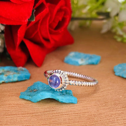 Tanzanite Stacking Ring in Sterling Silver - December Birthstone Gift - BeadsBoatInc