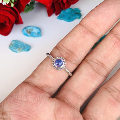 Tanzanite Stacking Ring in Sterling Silver - December Birthstone Gift - BeadsBoatInc