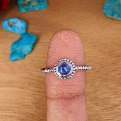 Tanzanite Stacking Ring in Sterling Silver - December Birthstone Gift - BeadsBoatInc
