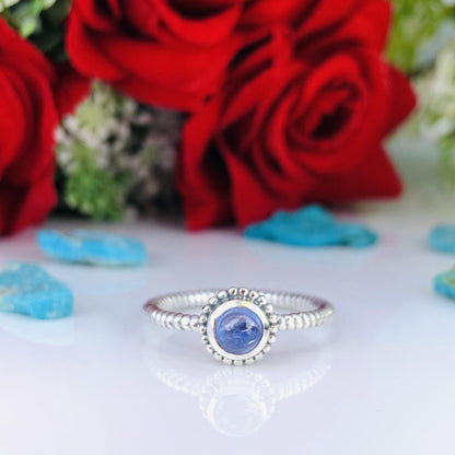 Tanzanite Stacking Ring in Sterling Silver - December Birthstone Gift - BeadsBoatInc