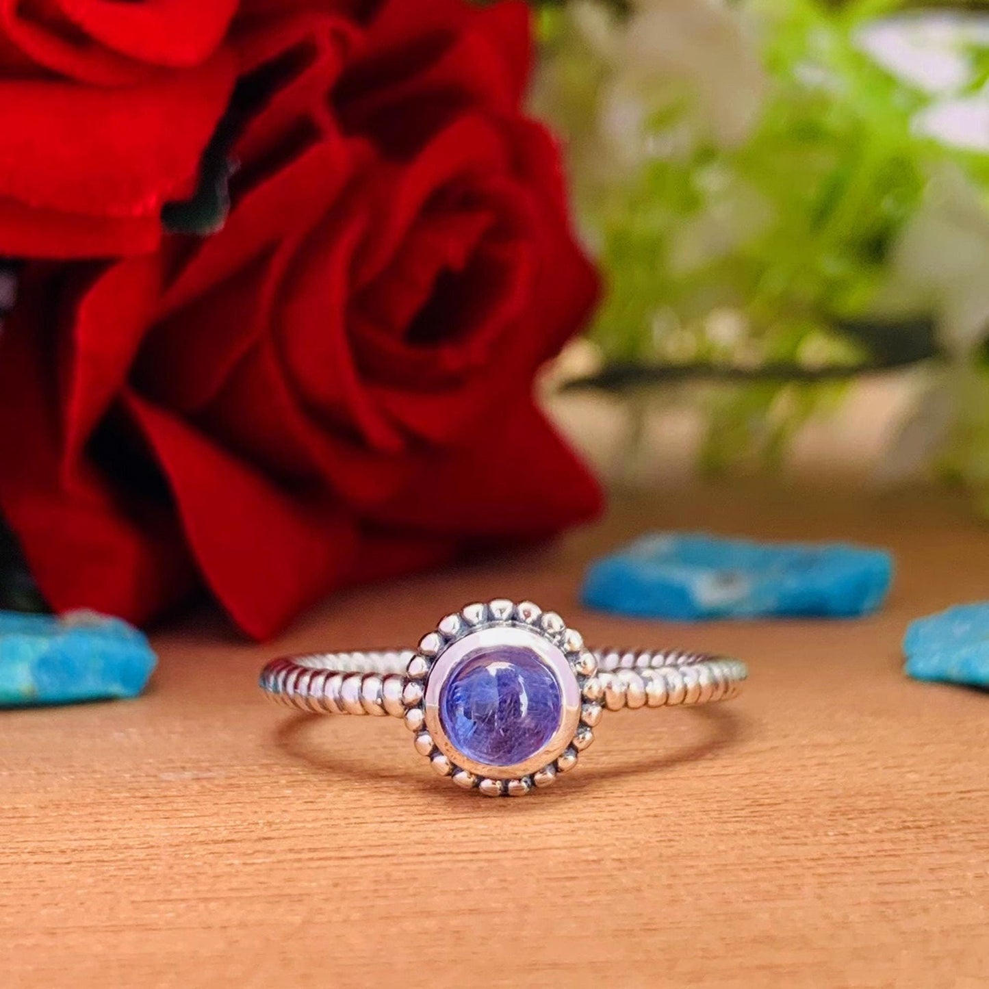 Tanzanite Stacking Ring in Sterling Silver - December Birthstone Gift - BeadsBoatInc