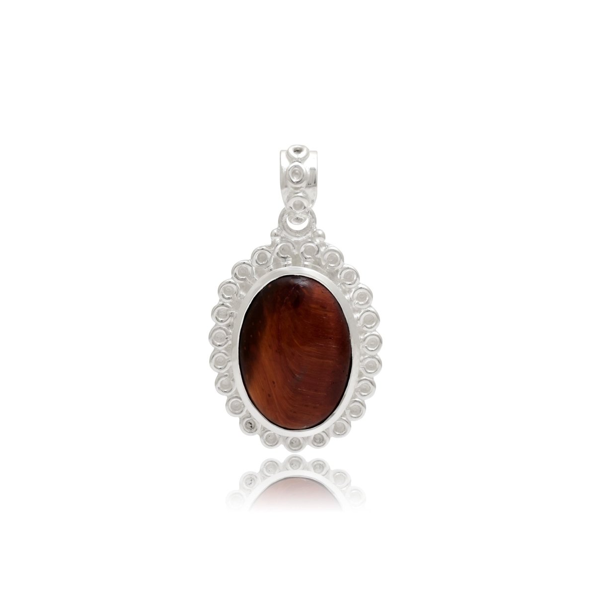 Tiger Eye 12x17mm Oval Pendant in 925 Silver Brown Gemstone Jewelry for Women - BeadsBoatInc