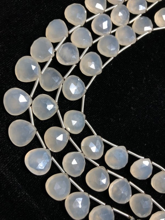 White Moonstone Faceted Teardrop Gemstone Beads 11 mm - BeadsBoatInc