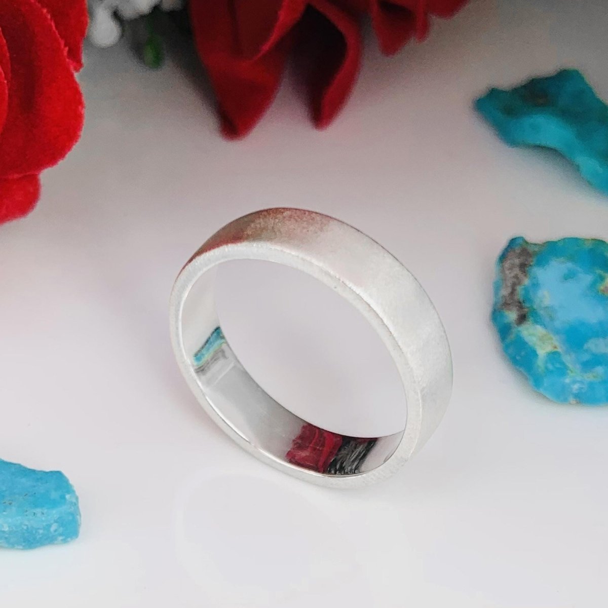 Your Name Ring Band ~ Comfort Fit Silver Bands For Men and Women ~ Solid & Bold Design ~ Stylish Matte Flat Classic Band ~ Best Gift - BeadsBoatInc