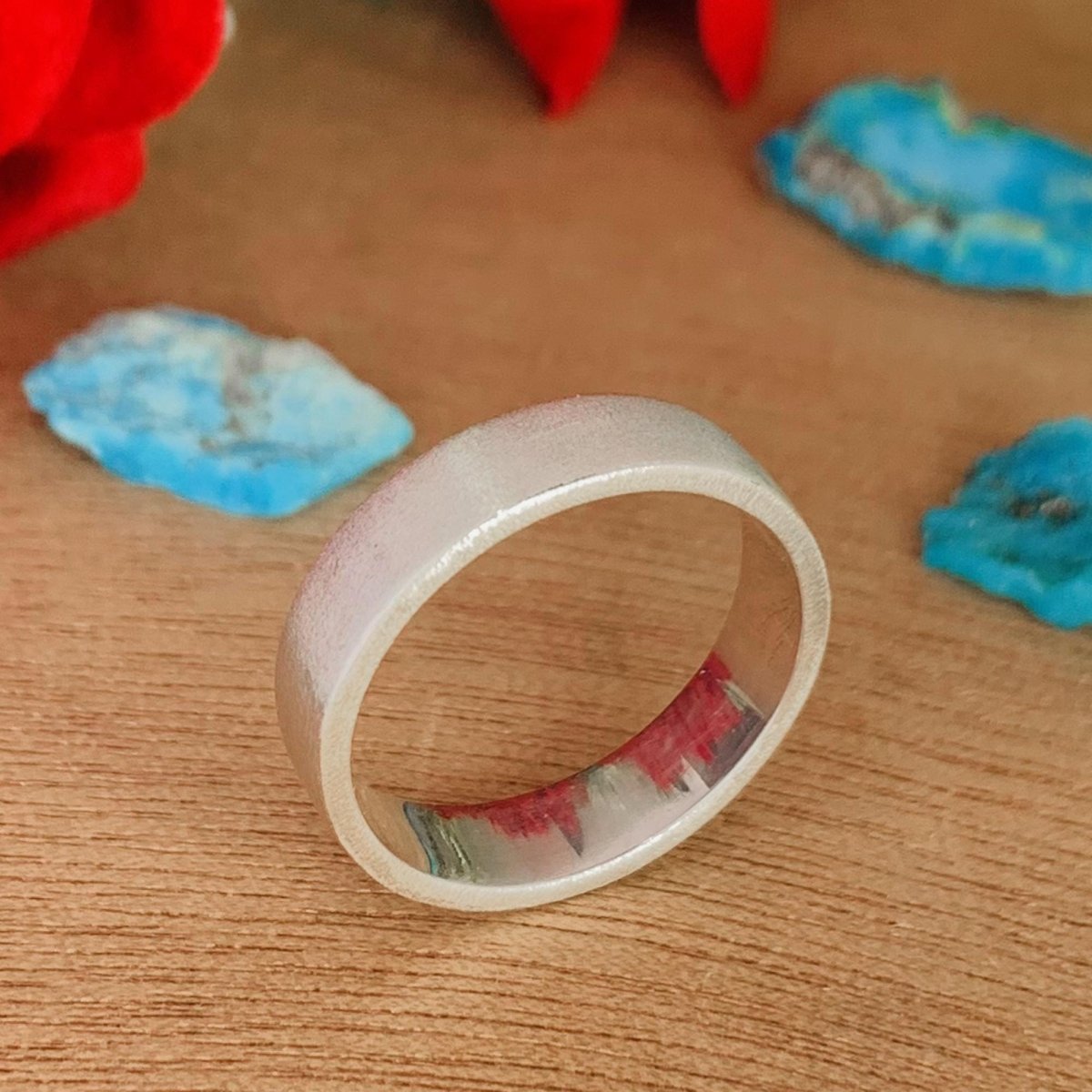 Your Name Ring Band ~ Comfort Fit Silver Bands For Men and Women ~ Solid & Bold Design ~ Stylish Matte Flat Classic Band ~ Best Gift - BeadsBoatInc