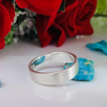 Your Name Ring Band ~ Comfort Fit Silver Bands For Men and Women ~ Solid & Bold Design ~ Stylish Matte Flat Classic Band ~ Best Gift - BeadsBoatInc