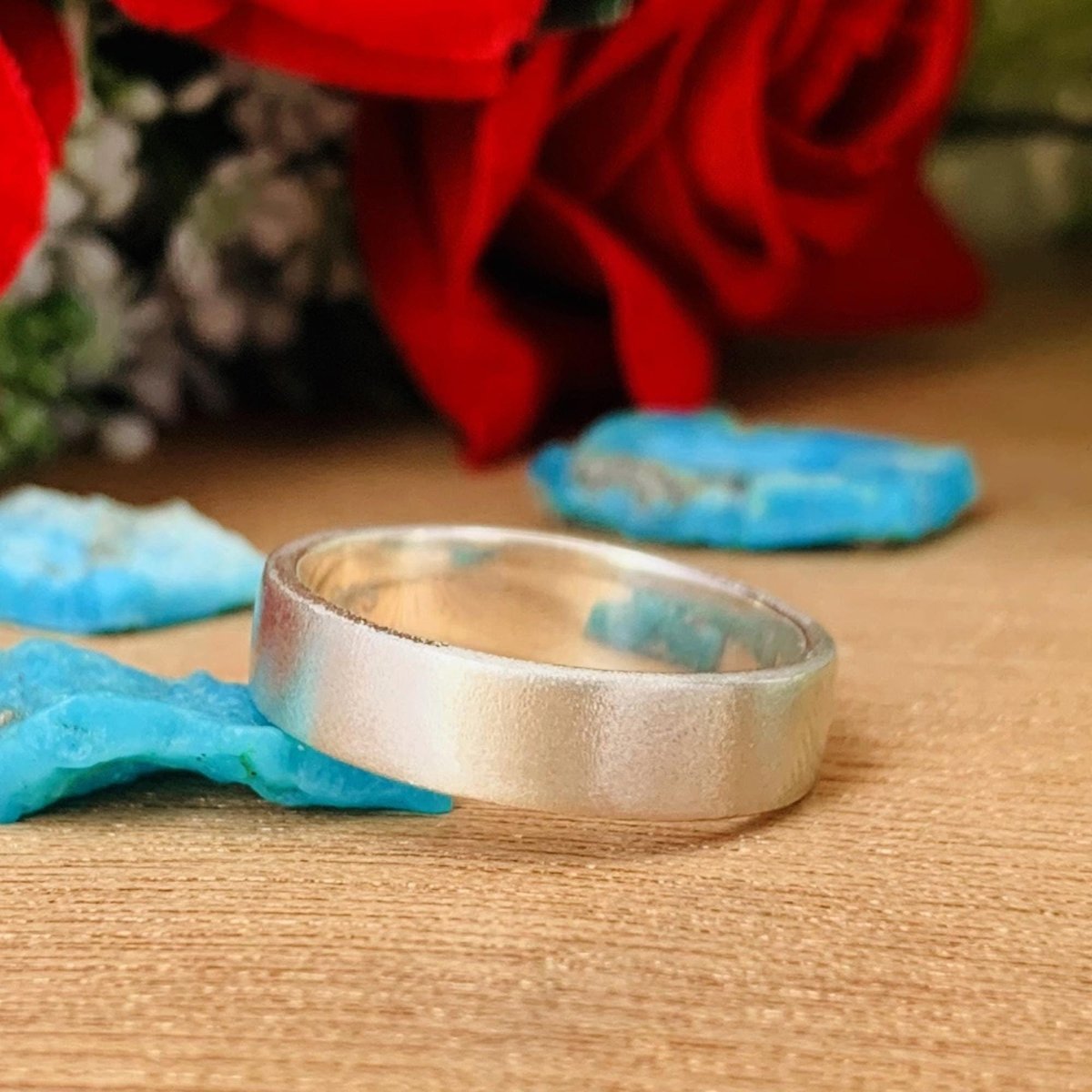 Your Name Ring Band ~ Comfort Fit Silver Bands For Men and Women ~ Solid & Bold Design ~ Stylish Matte Flat Classic Band ~ Best Gift - BeadsBoatInc